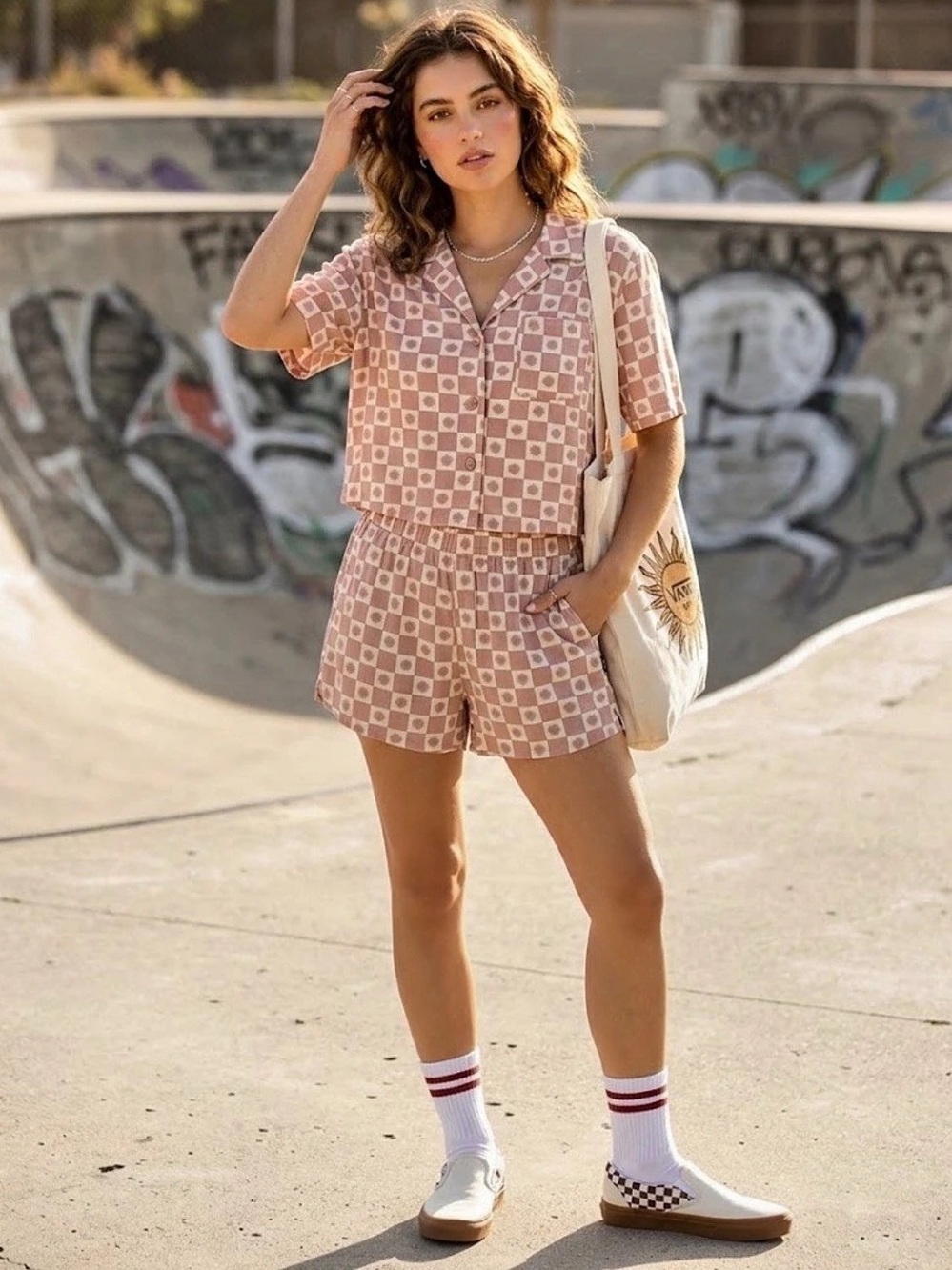 Women's Geometric Shirt & Shorts Set